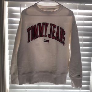 White Tommy Jeans Logo Crewneck Sweatshirt